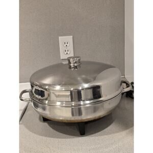 Farberware Electric Skillet 310-B Stainless Steel 12" Fry Pan & Dome Lid VTG 60s